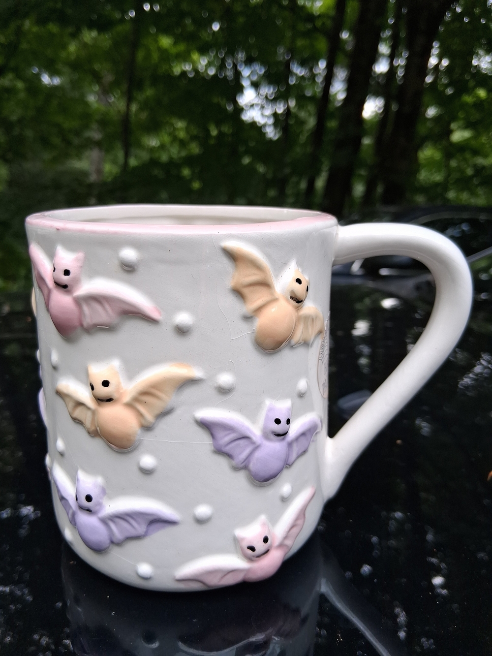 Cobwebs & Cauldrons Hand Painted Bat Mug New With Sticker